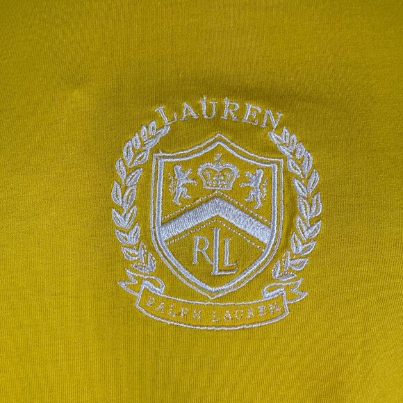 NWT Lauren Active Ralph Lauren T- Shirt Yellow Crest Logo Tee 100% Cotton Sz M - Picture 3 of 7